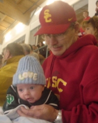 Nate and Grandpa at the USC vs. UCLA hockey game On December 3, 2004.