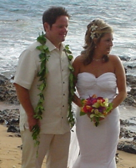 Danny & Tara dancing at the wedding reception at the Five Palms hotel on Maui.